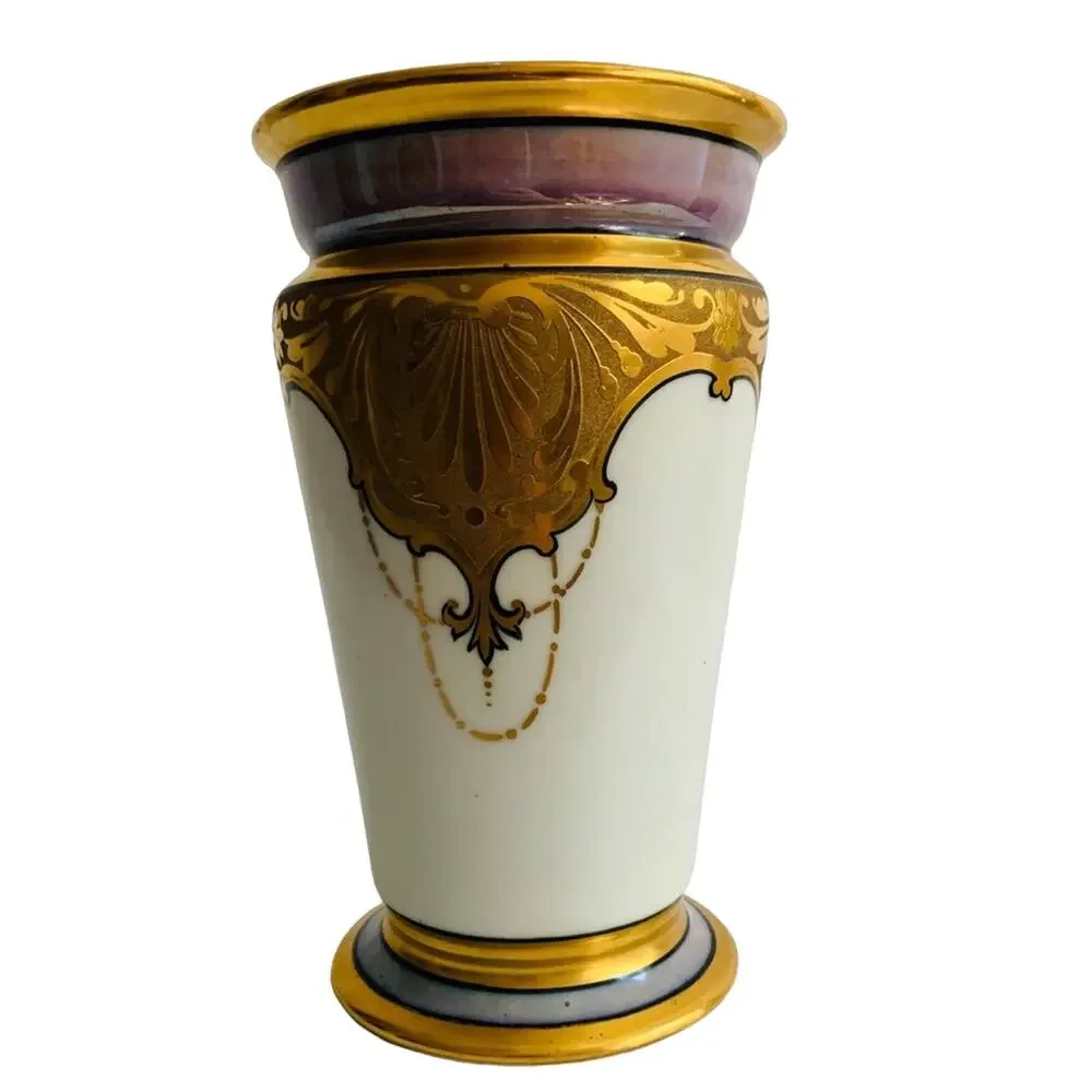 1930s STEINER STUDIOS CA Vase Art Deco 24k GOLD Glossy Antique PA ARZBERG